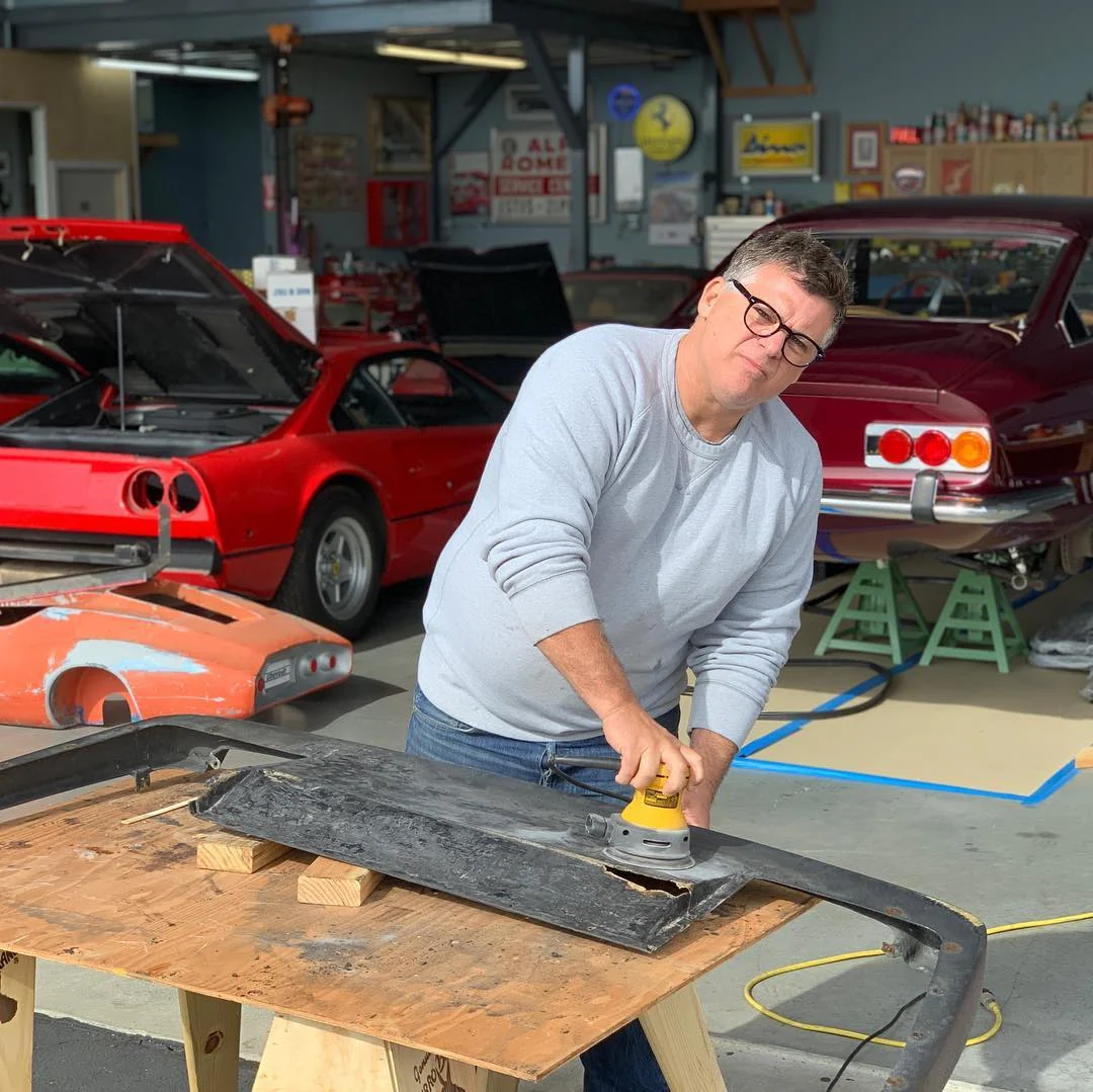 Donnie Callaway working by hand inside his classic car workshop